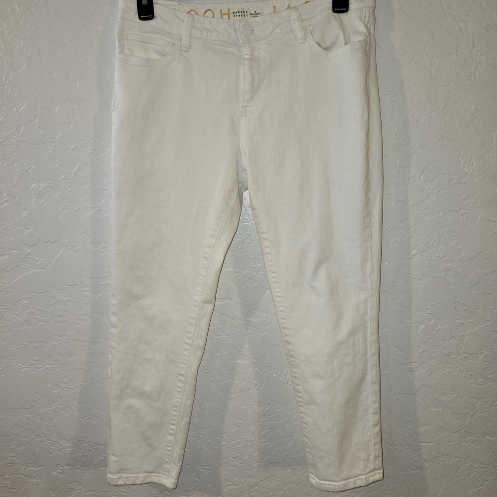Kate Spade Broome Street White Denim Jeans Mid rise Skinny Size 31 holiday Party